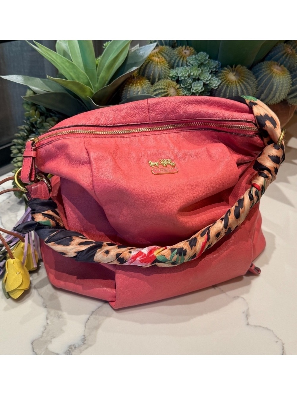 Coach Madison Isabelle 21224 Persimmon Leather Hobo Shoulder Bag